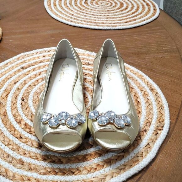 Cole Haan Air Tali Jewel Embellished Leather Open Toe Ballet Flats Size 8.5B - Picture 2 of 12